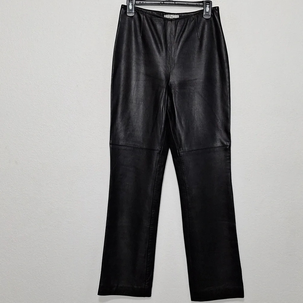 Alberto Makali Soft Moto Black Gothic Biker Leather Straight Leg Pants Size 6
